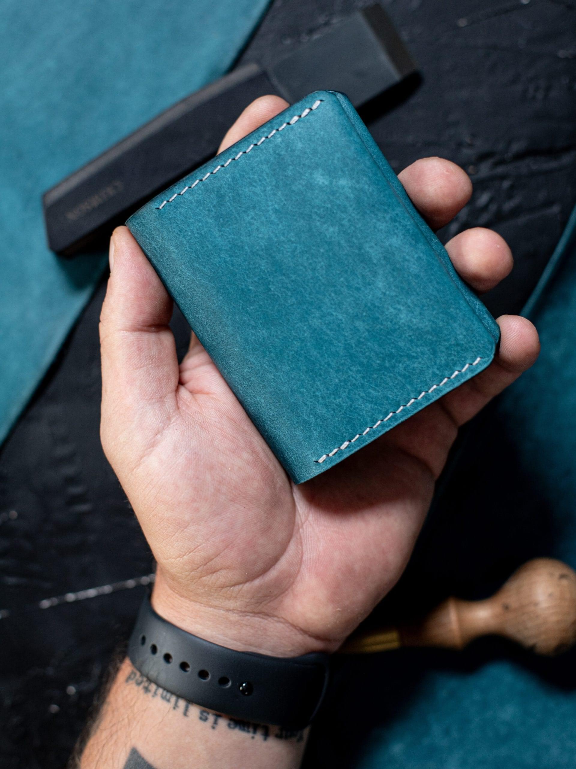 portofel minimalist Ocean profil lateral piele naturală design slim compact Nordshop