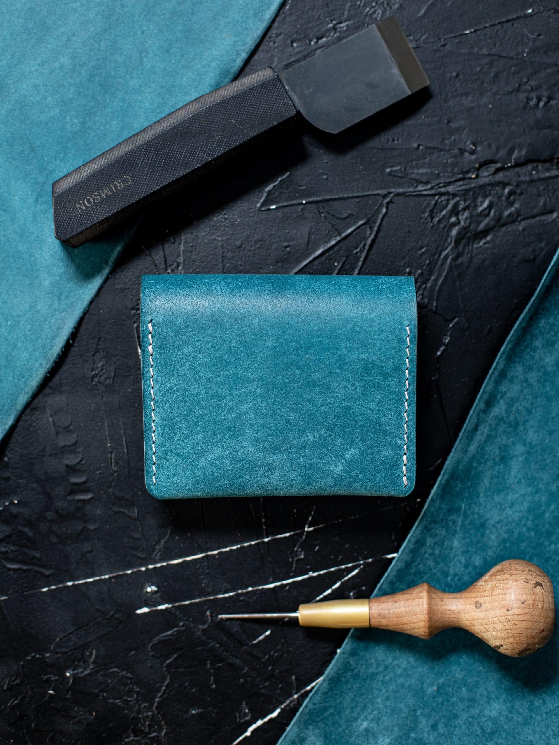 portofel minimalist piele naturală Ocean pentru buletinul nou Nordshop vedere frontală